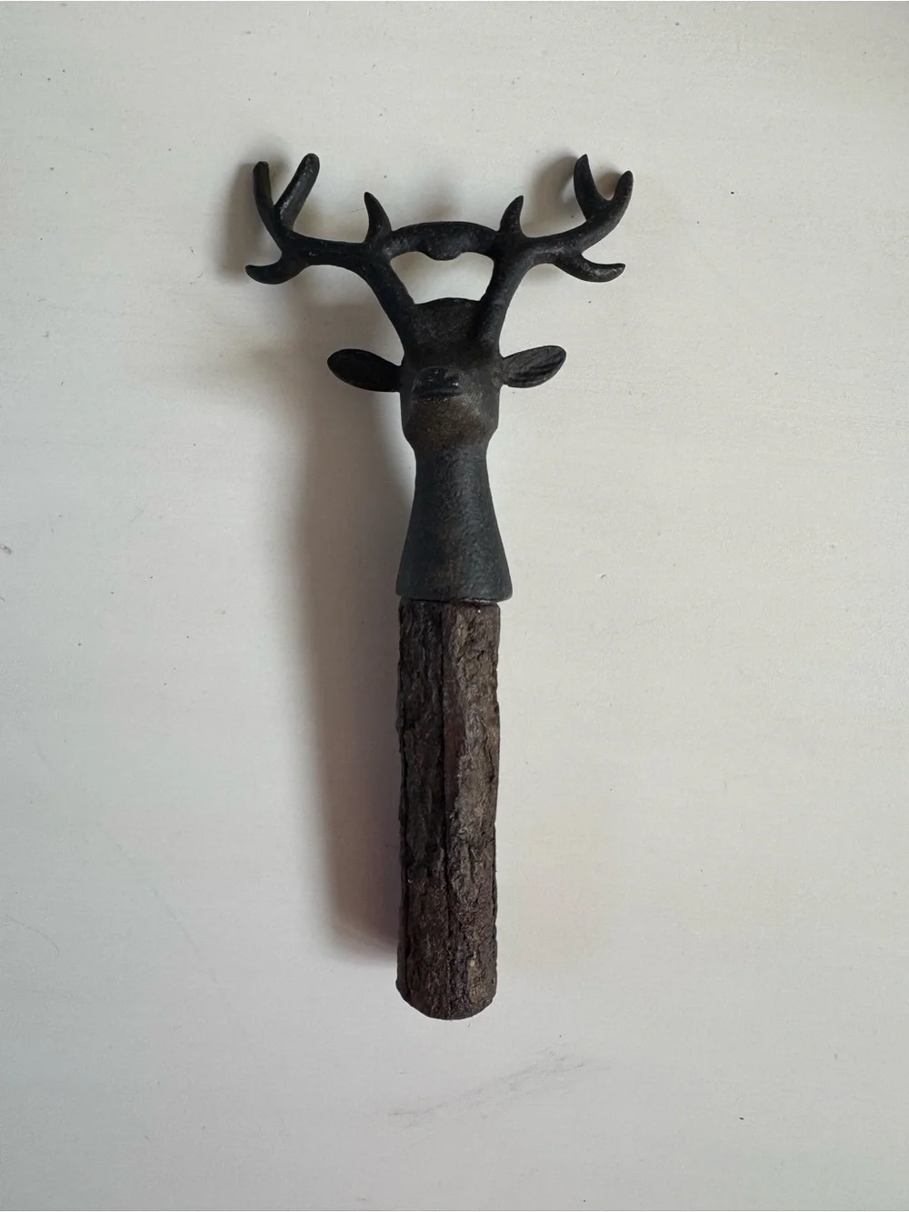Rustic Deer Head bottle opener in dark and Brown wood handle vintage